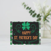 Happy St Patricks Day Pset Green Shamrock Briefkaart (Staand voorkant)