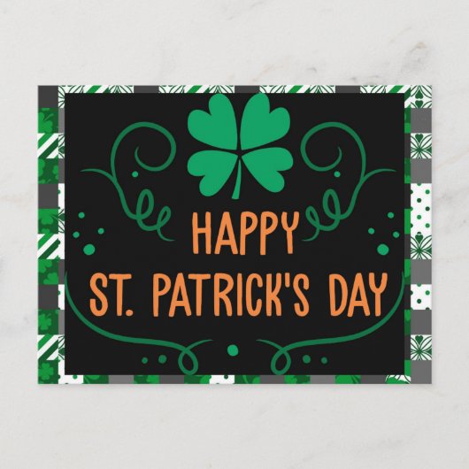 Happy St Patricks Day Pset Green Shamrock Briefkaart (Voorkant)