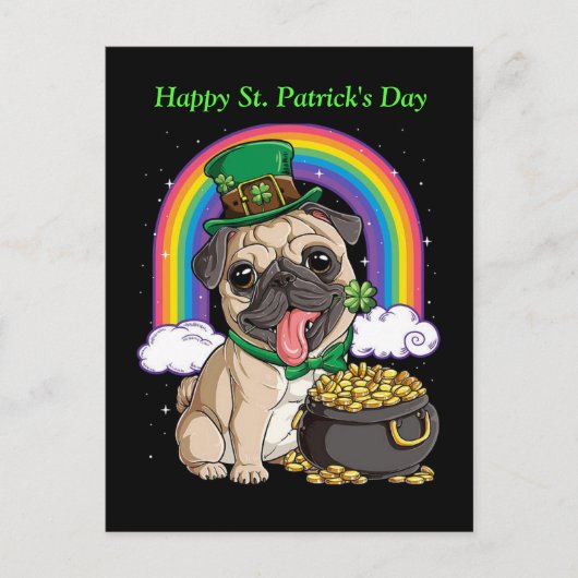 Happy St. Patrick's Day Pug briefkaart (Voorkant)