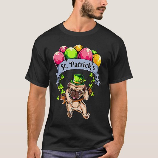 Happy St Patricks Day Pug  Cute Pug T-shirt (Voorkant)