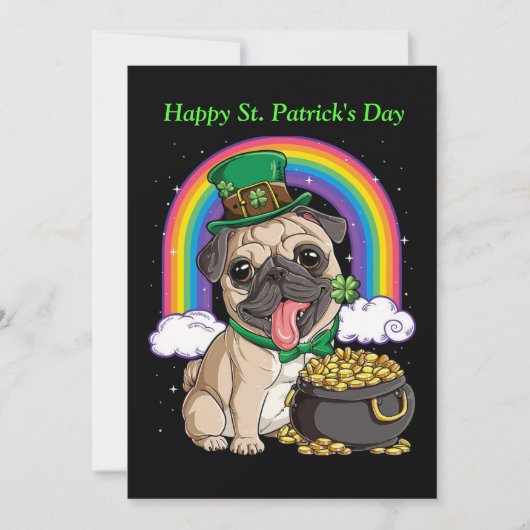 Happy St. Patrick's Day Pug dog-uitnodiging Kaart (Voorkant)