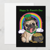 Happy St. Patrick's Day Pug dog-uitnodiging Kaart (Voorkant / Achterkant)