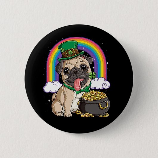 Happy St. Patrick's Day Pug-hondenknop Ronde Button 5,7 Cm (Voorkant)