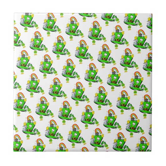 Happy St. Patrick's Day Rabbit Ceramic Tile Tegeltje (Voorkant)