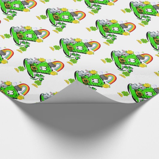 Happy St. Patrick's Day Rabbit Wrapping Paper Cadeaupapier (Hoek)