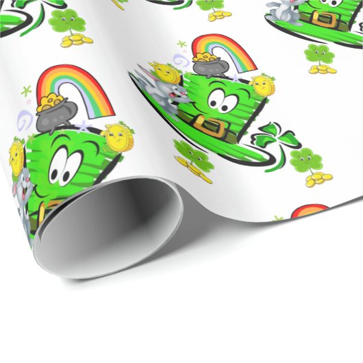 Happy St. Patrick's Day Rabbit Wrapping Paper Cadeaupapier (Rol Hoek)