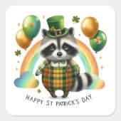 Happy St. Patrick's Day Raccoon Vierkante Sticker (Voorkant)