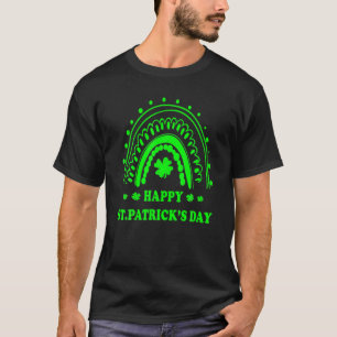 Happy St Patrick's Day Rainbow Green Shamrocks Leo T-shirt