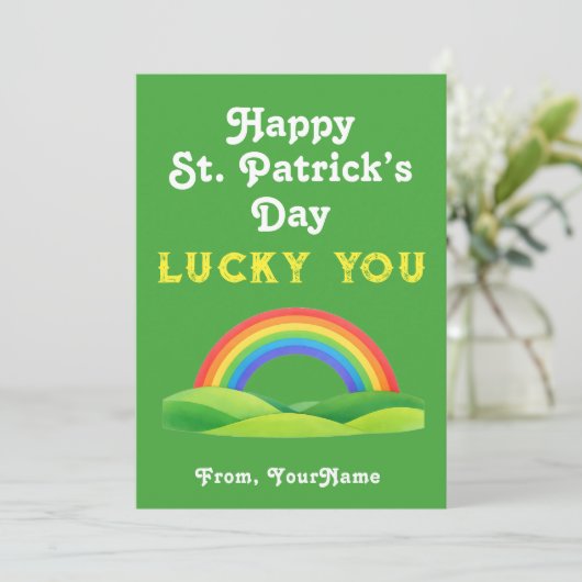 Happy St. Patrick's Day Rainbow Greeting Card Kaart (Staand voorkant)