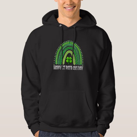 Happy St Patricks Day Rainbow Irish Shamrock Lepre Hoodie (Voorkant)