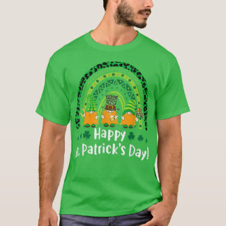 Happy St Patricks Day Rainbow Lucky Leopard Shamr T-shirt