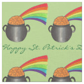 Happy St. Patrick's Day Rainbow Pot of Gold Green Stof (Close Up)