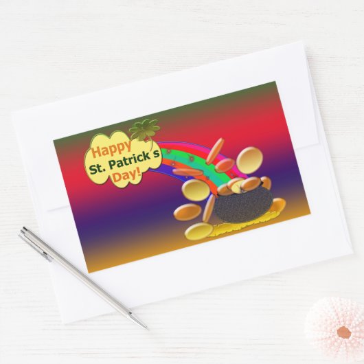 Happy St. Patrick's Day Rainbow Rechthoekige Sticker (Envelop)