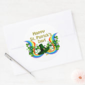 Happy St. Patrick's Day Rainbow Shamrocks Clovers Ronde Sticker (Envelop)