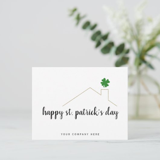 Happy St. Patrick's Day Real Estate Farming Briefkaart (Staand voorkant)
