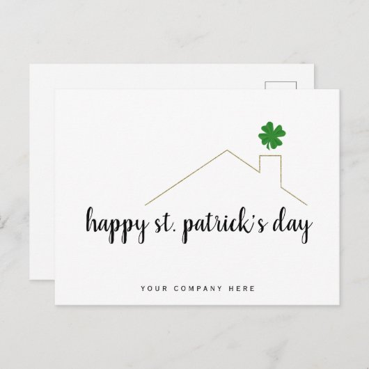 Happy St. Patrick's Day Real Estate Farming Briefkaart (Voorkant / Achterkant)