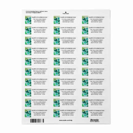 Happy St Patrick's Day Retouradres Etiket (Full Sheet)