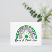 Happy St Patrick's Day Retro Shamrock Rainbow Briefkaart (Staand voorkant)