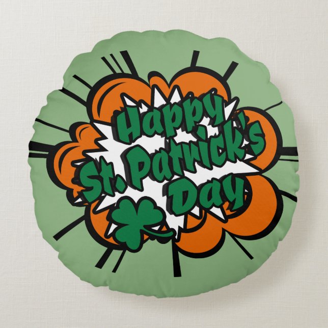 Happy St. Patrick's Day Rond Kussen (Voorkant)