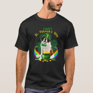 Happy St Patricks Day Saint Bernard Leprechaun Pet T-shirt