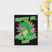 Happy St. Patrick's Day Saint Paddy Day Dinosaur L Kaart (Gele Bloem)