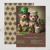 Happy St Patrick's Day Schattige Puppies Groene Pe Kaart (Voorkant / Achterkant)