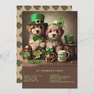 Happy St Patrick's Day Schattige Puppies Groene Pe Kaart