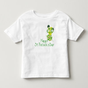 Happy St. Patrick's Day Schattigee groene uil ball Kinder Shirts