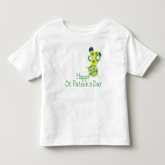 Happy St. Patrick's Day Schattigee groene uil ball Kinder Shirts (Voorkant)