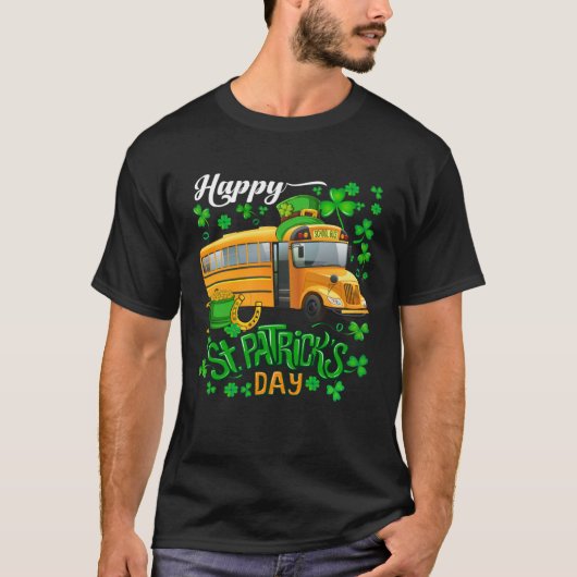 Happy St Patrick's Day schoolbus Shamrocks chauffe T-shirt (Voorkant)