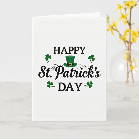 Happy St Patricks Day Script Card Kaart (Gele Bloem)