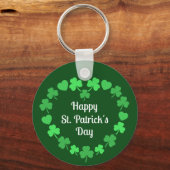 Happy St. Patrick's Day Shamrock and Heart Wreath Sleutelhanger (Voorkant)