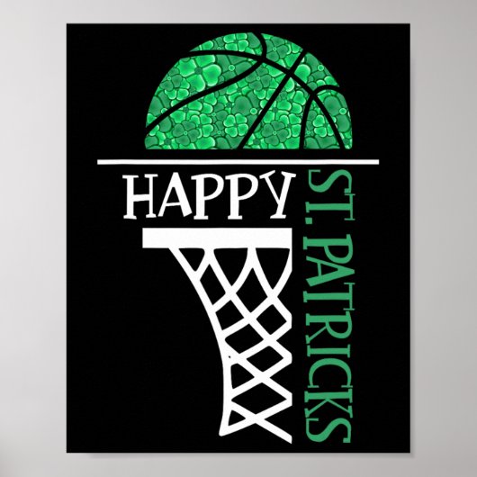 Happy St Patricks Day Shamrock basketball player n Poster (Voorkant)