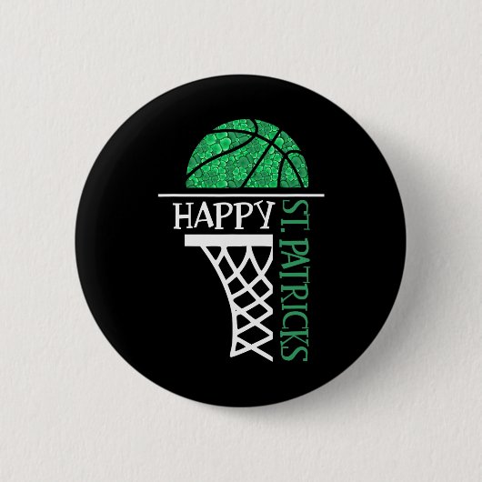Happy St Patricks Day Shamrock basketball player n Ronde Button 5,7 Cm (Voorkant)