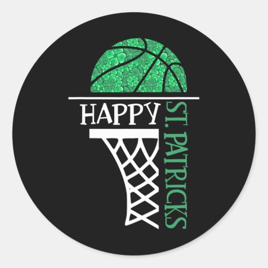 Happy St Patricks Day Shamrock basketball player n Ronde Sticker (Voorkant)