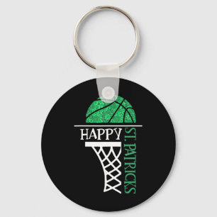 Happy St Patricks Day Shamrock basketball player n Sleutelhanger