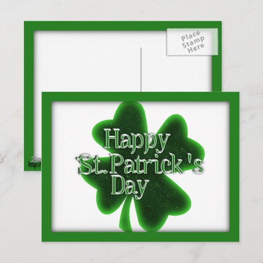 Happy St. Patricks Day Shamrock Briefkaart (Voorkant / Achterkant)