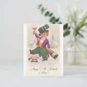  Happy St Patricks Day Shamrock Champagne Briefkaart (Staand voorkant)