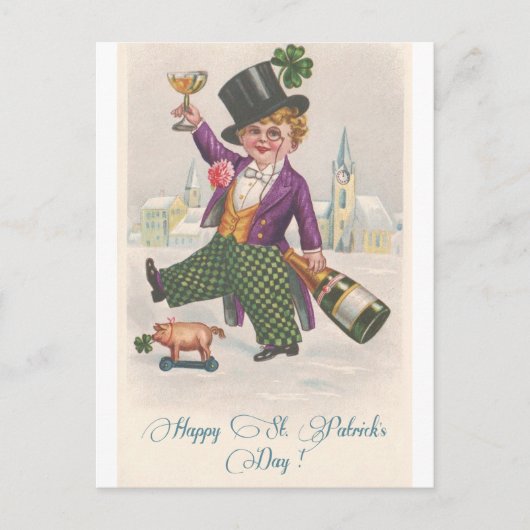  Happy St Patricks Day Shamrock Champagne Briefkaart (Voorkant)