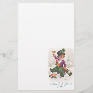 Happy St Patricks Day Shamrock Champagne Briefpapier