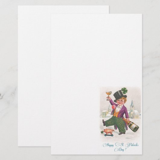Happy St Patricks Day Shamrock Champagne Briefpapier (Voorkant / Achterkant)