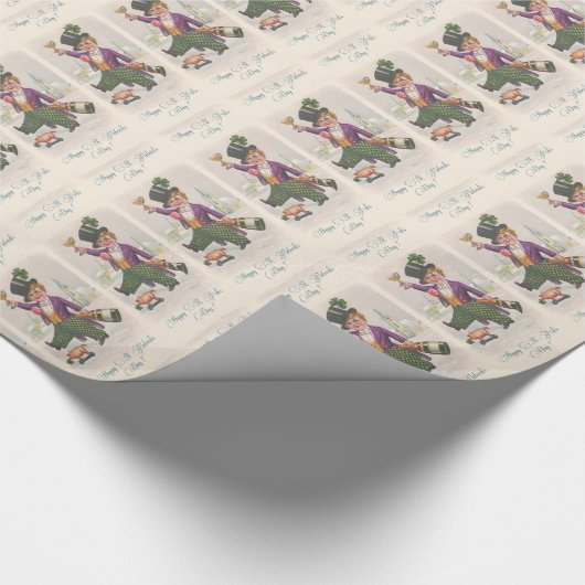 Happy St Patricks Day Shamrock Champagne Cadeaupapier (Hoek)