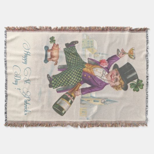  Happy St Patricks Day Shamrock Champagne Deken (Voorkant)