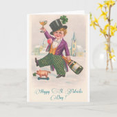 Happy St Patricks Day Shamrock Champagne Kaart (Gele Bloem)