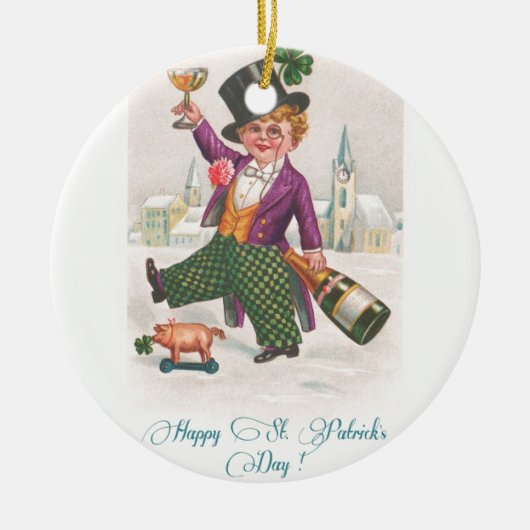  Happy St Patricks Day Shamrock Champagne Keramisch Ornament (Voorkant)