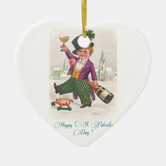  Happy St Patricks Day Shamrock Champagne Keramisch Ornament (Voorkant)