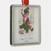  Happy St Patricks Day Shamrock Champagne Metalen Ornament (Rechts)