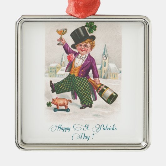  Happy St Patricks Day Shamrock Champagne Metalen Ornament (Voorkant)