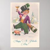 Happy St Patricks Day Shamrock Champagne Poster (Voorkant)