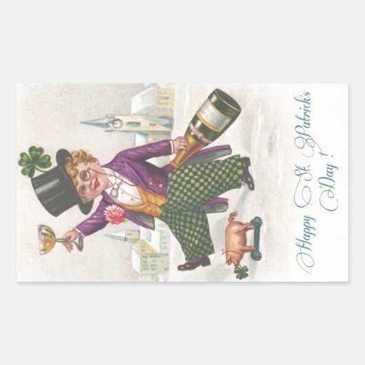  Happy St Patricks Day Shamrock Champagne Rechthoekige Sticker (Voorkant)